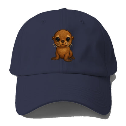 Baby California Sea Lion - golden brown, large expressive eyes, - Baseball Cap For Big Heads - Twilight Navy(Blue)
