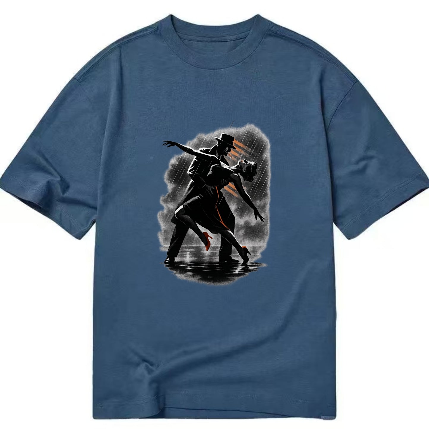 romantic dance pose with woman lifted in the air at lakeside - Classic T-shirt - Twilight Navy(Blue)