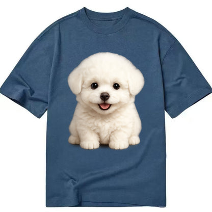 Baby Bichon Frise Puppy - white puffy cloud, dark eyes, happy expression, - Classic T-shirt - Twilight Navy(Blue)