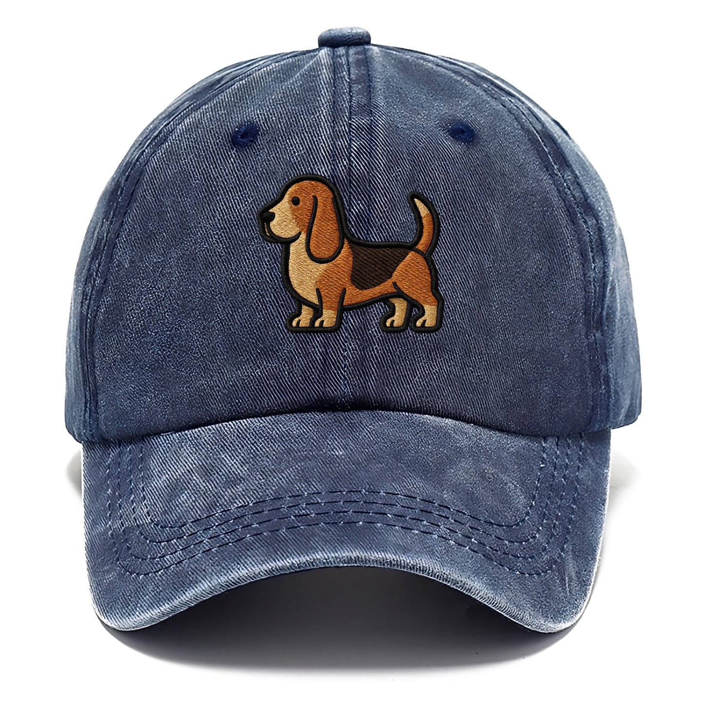 Basset Hound - Trendy low-rider design with prominent black outline - Classic Cap - Twilight Navy(Blue)