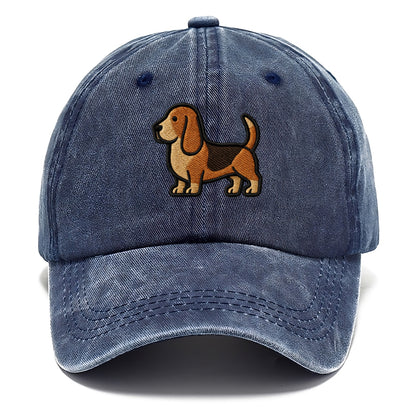Basset Hound - Trendy low-rider design with prominent black outline - Classic Cap - Twilight Navy(Blue)