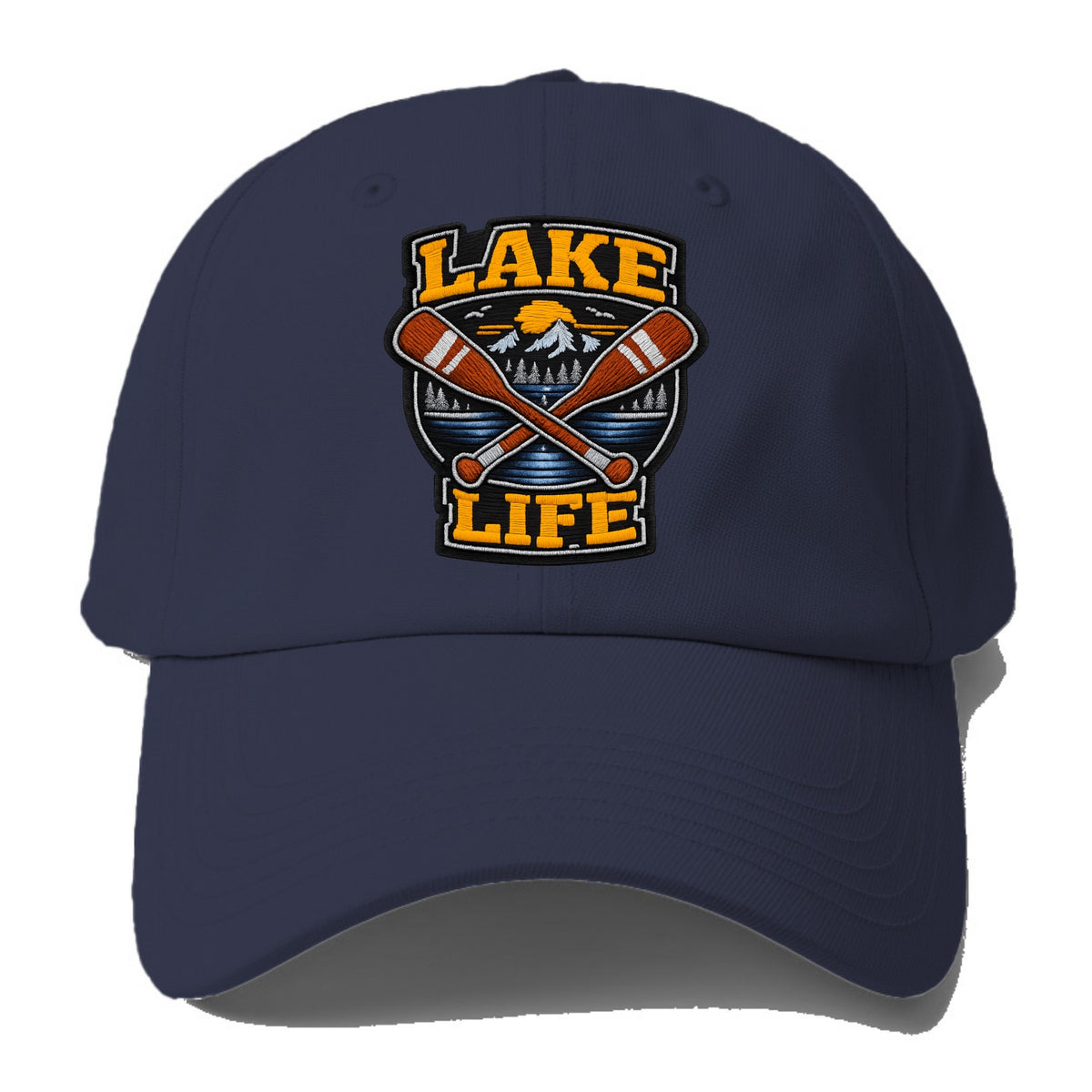 CANOE PADDLE - wooden paddle crossed in brown and cream , lake life - Baseball Cap - Twilight Navy(Blue)
