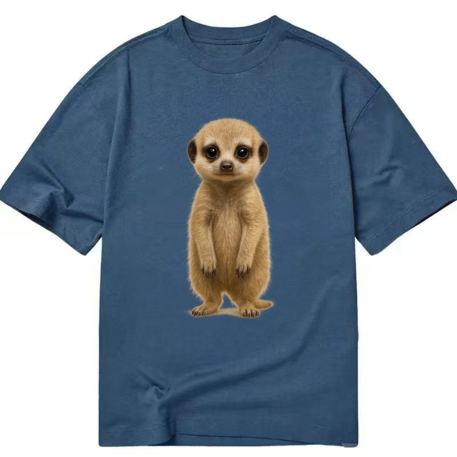 Baby Meerkat - tan fur, dark eye patches, alert stance, bright eyes, - Classic T-shirt - Twilight Navy(Blue)