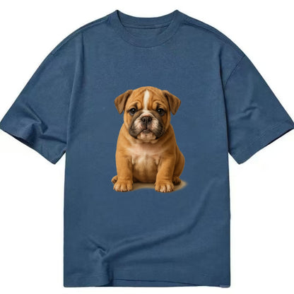 Baby Bulldog Puppy - wrinkly face, underbite, stocky body, gentle eyes, - Classic T-shirt - Twilight Navy(Blue)