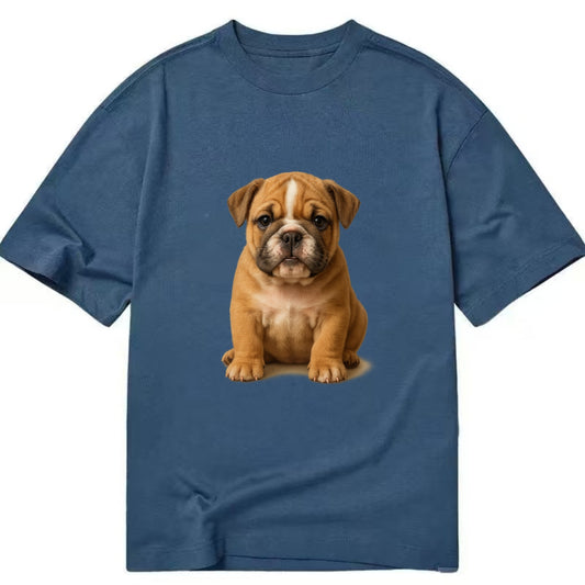 Baby Bulldog Puppy - wrinkly face, underbite, stocky body, gentle eyes, - Classic T-shirt - Twilight Navy(Blue)