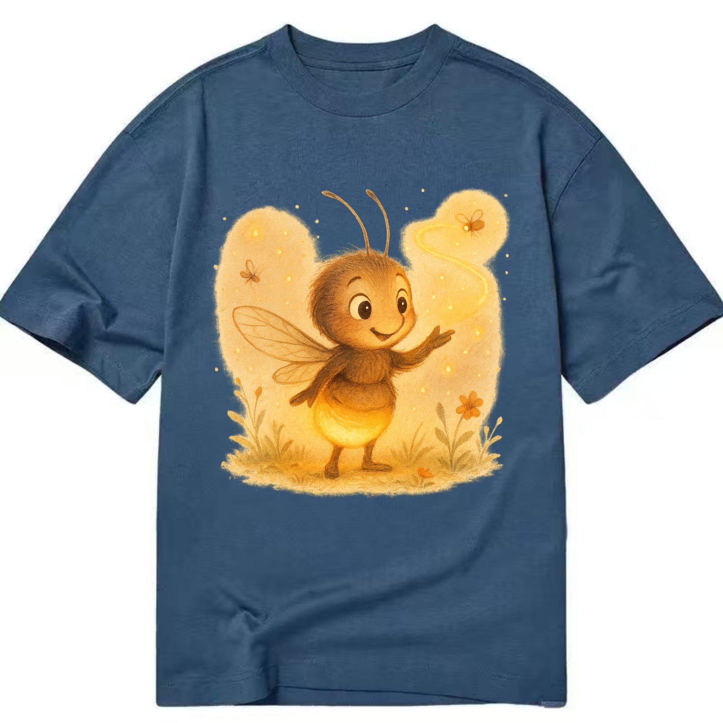 Firefly choreographer arranging synchronized light patterns over a meadow stage - Classic T-shirt - Twilight Navy(Blue)