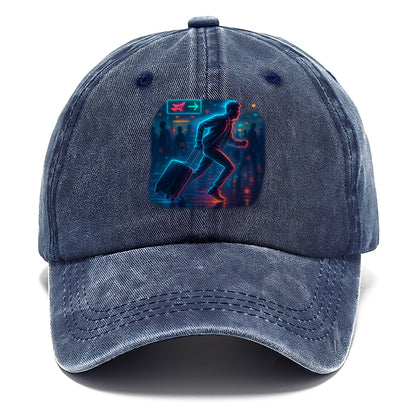 person running with luggage through crowded airport terminal - Classic Cap - Twilight Navy(Blue)