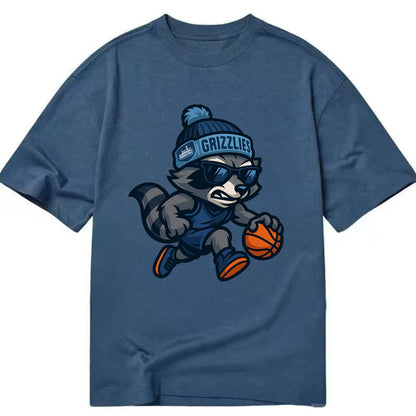 Memphis Raccoon wearing Grizzlies beanie with riverboat patch and wayfarer - Classic T-shirt - Twilight Navy(Blue)