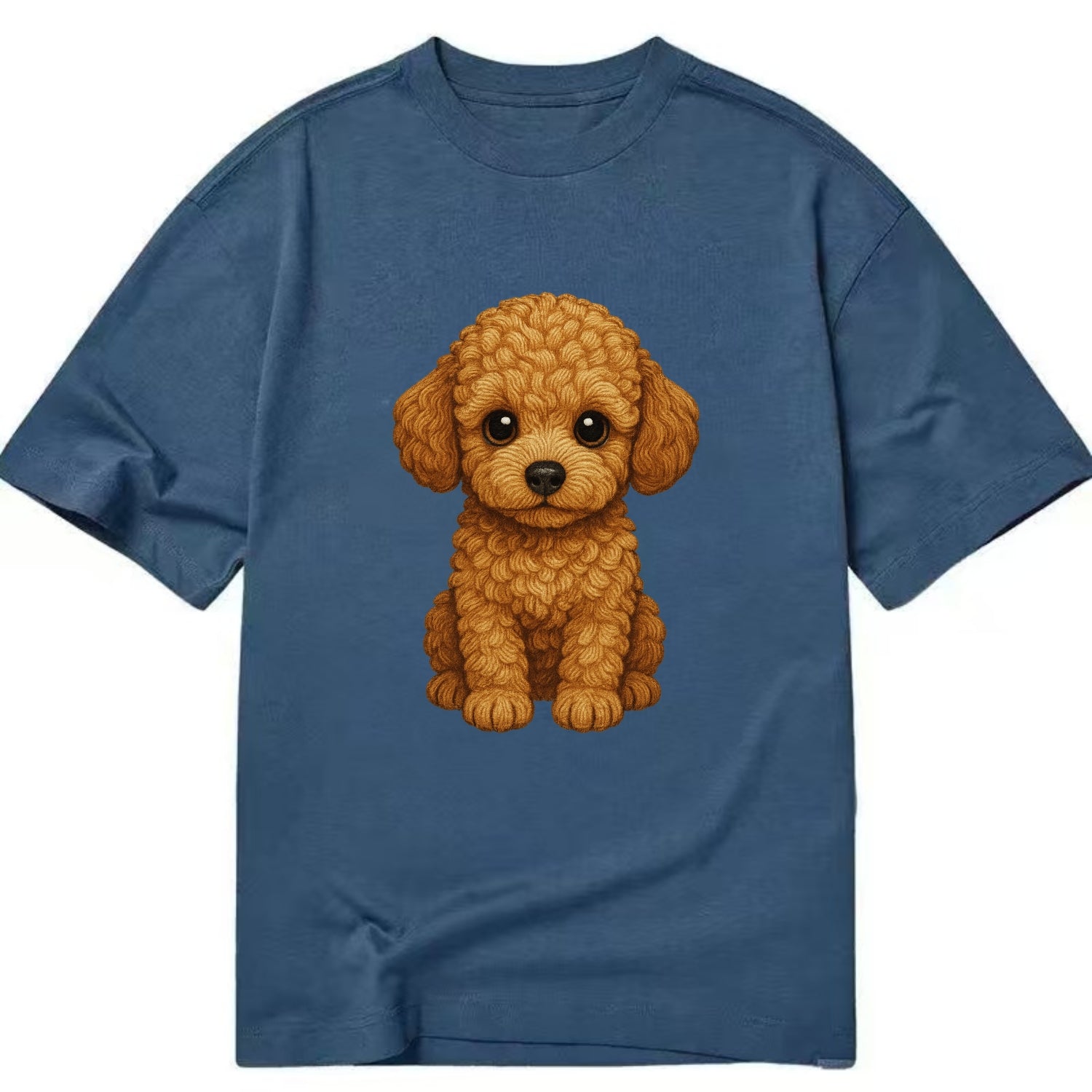 Baby Poodle Puppy - curly fluffy coat, intelligent eyes, elegant snout, - Classic T-shirt - Twilight Navy(Blue)