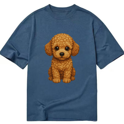 Baby Poodle Puppy - curly fluffy coat, intelligent eyes, elegant snout, - Classic T-shirt - Twilight Navy(Blue)