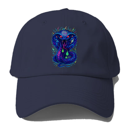 Mesmerizing cobra with hypnotic spiral patterns in the hood, scales - Baseball Cap For Big Heads - Twilight Navy(Blue)