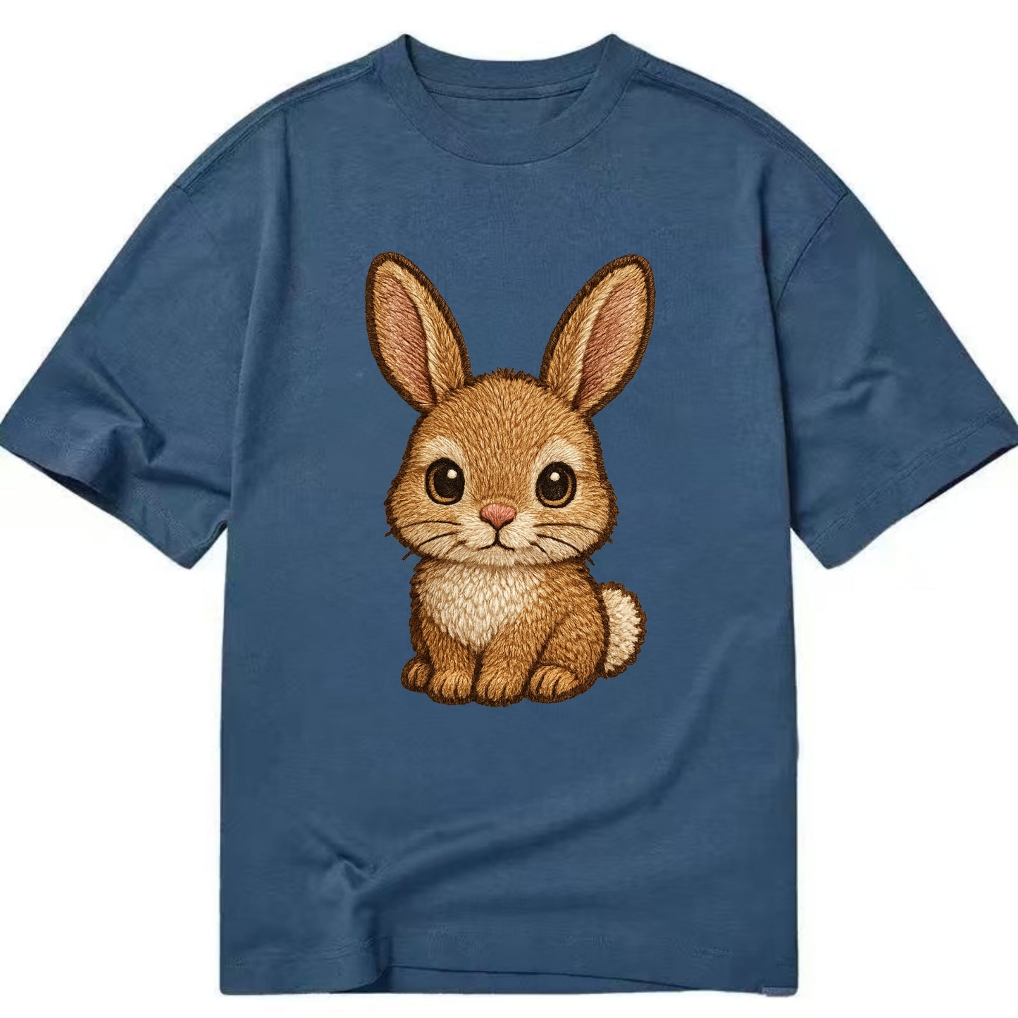 Baby Rabbit - long ears, fluffy white tail, pink nose, large brown eyes, - Classic T-shirt - Twilight Navy(Blue)