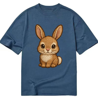 Baby Rabbit - long ears, fluffy white tail, pink nose, large brown eyes, - Classic T-shirt - Twilight Navy(Blue)