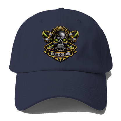 Embroidered patch design - SKATEBOARD SKULL - skull with skateboard in - Baseball Cap For Big Heads - Twilight Navy(Blue)