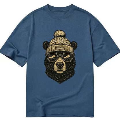 Alabama Black Bear wearing Birmingham beanie with pom pom and wayfarer sunglasses - Classic T-shirt - Twilight Navy(Blue)