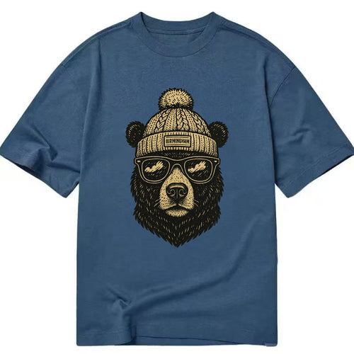 Alabama Black Bear wearing Birmingham beanie with pom pom and wayfarer sunglasses - Classic T-shirt