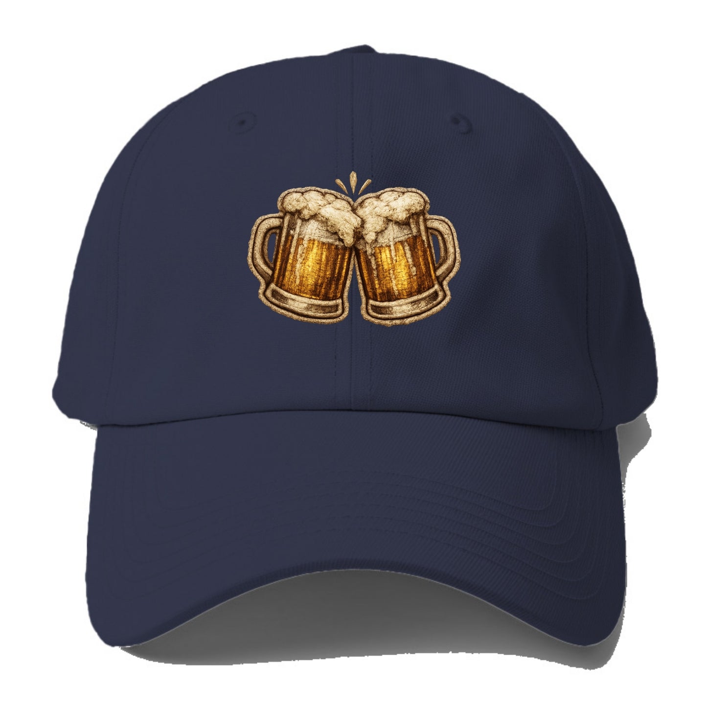 BEER MUG CHEERS - frosty beer stein in gold and amber , brewery - Baseball Cap - Twilight Navy(Blue)