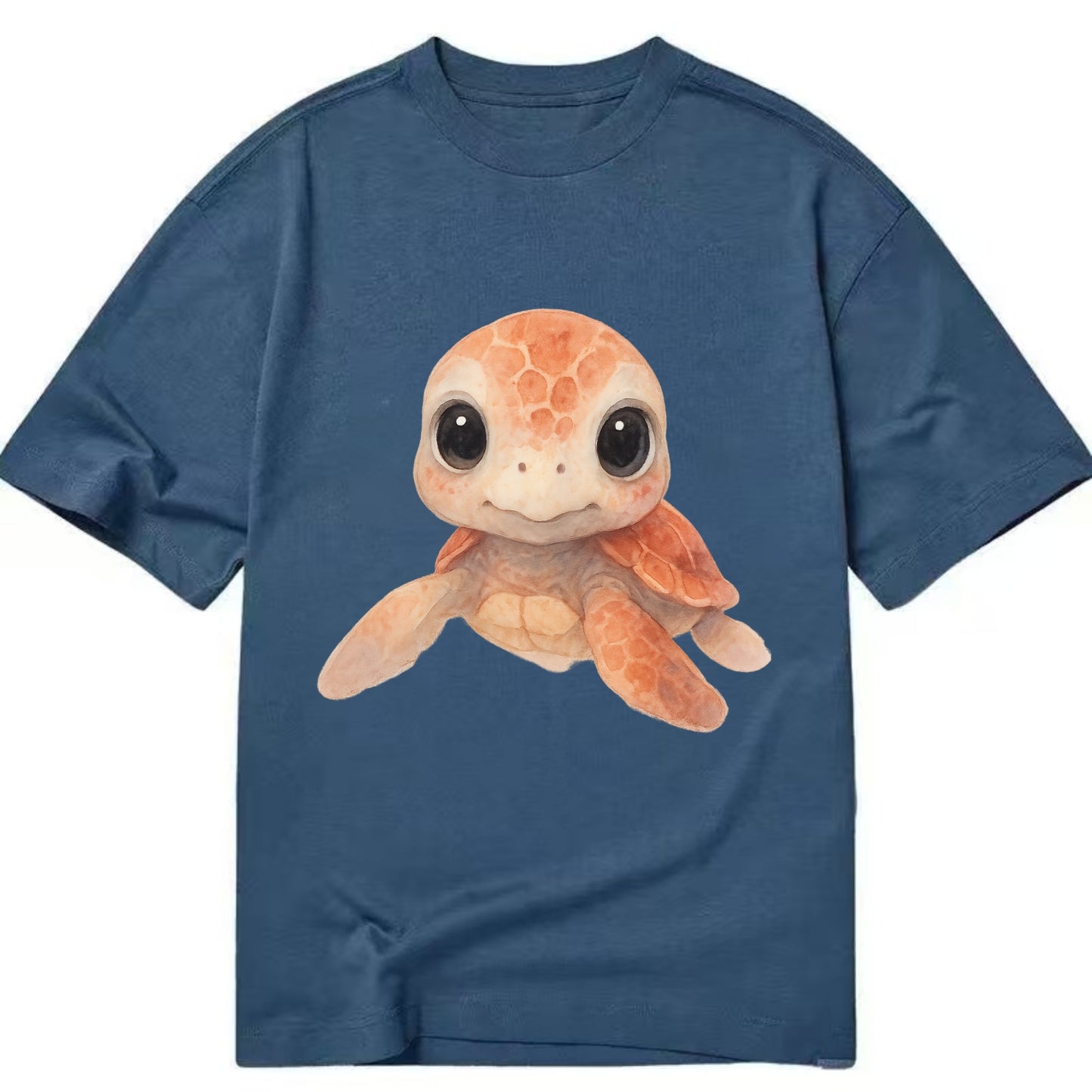 Baby Loggerhead Turtle - reddish-brown shell, big round dark eyes, chunky head, - Classic T-shirt - Twilight Navy(Blue)
