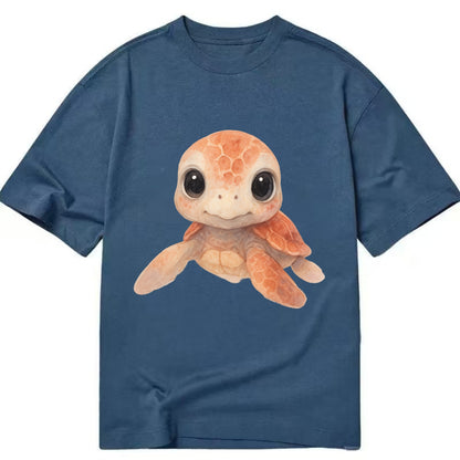 Baby Loggerhead Turtle - reddish-brown shell, big round dark eyes, chunky head, - Classic T-shirt - Twilight Navy(Blue)