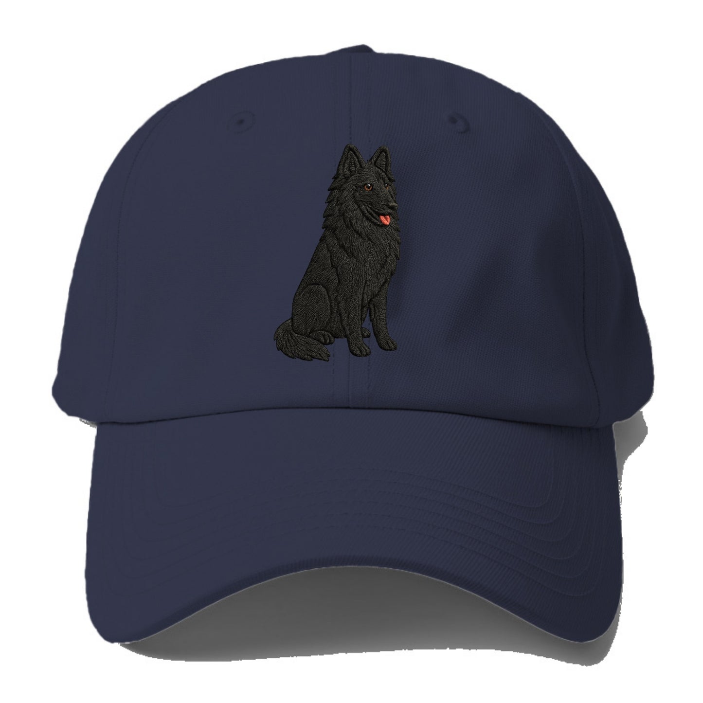 Belgian Sheepdog - Black long-haired embroidered pose - Baseball Cap For Big Heads - Twilight Navy(Blue)