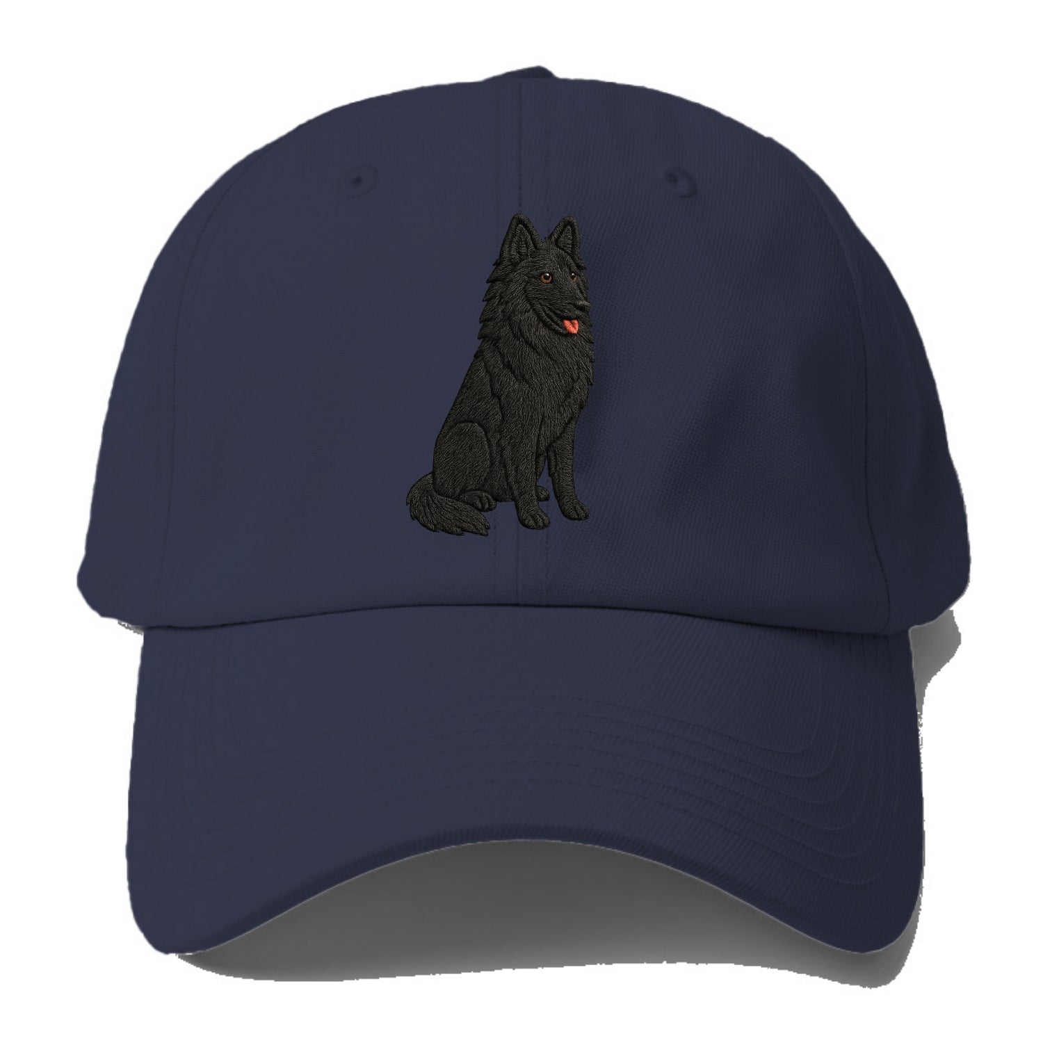 Belgian Sheepdog - Black long-haired embroidered pose - Baseball Cap For Big Heads - Twilight Navy(Blue)