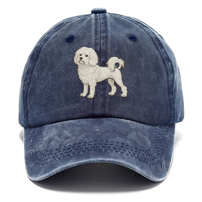 Löwchen - Little Lion Dog white embroidered pose - Classic Cap - Twilight Navy(Blue)