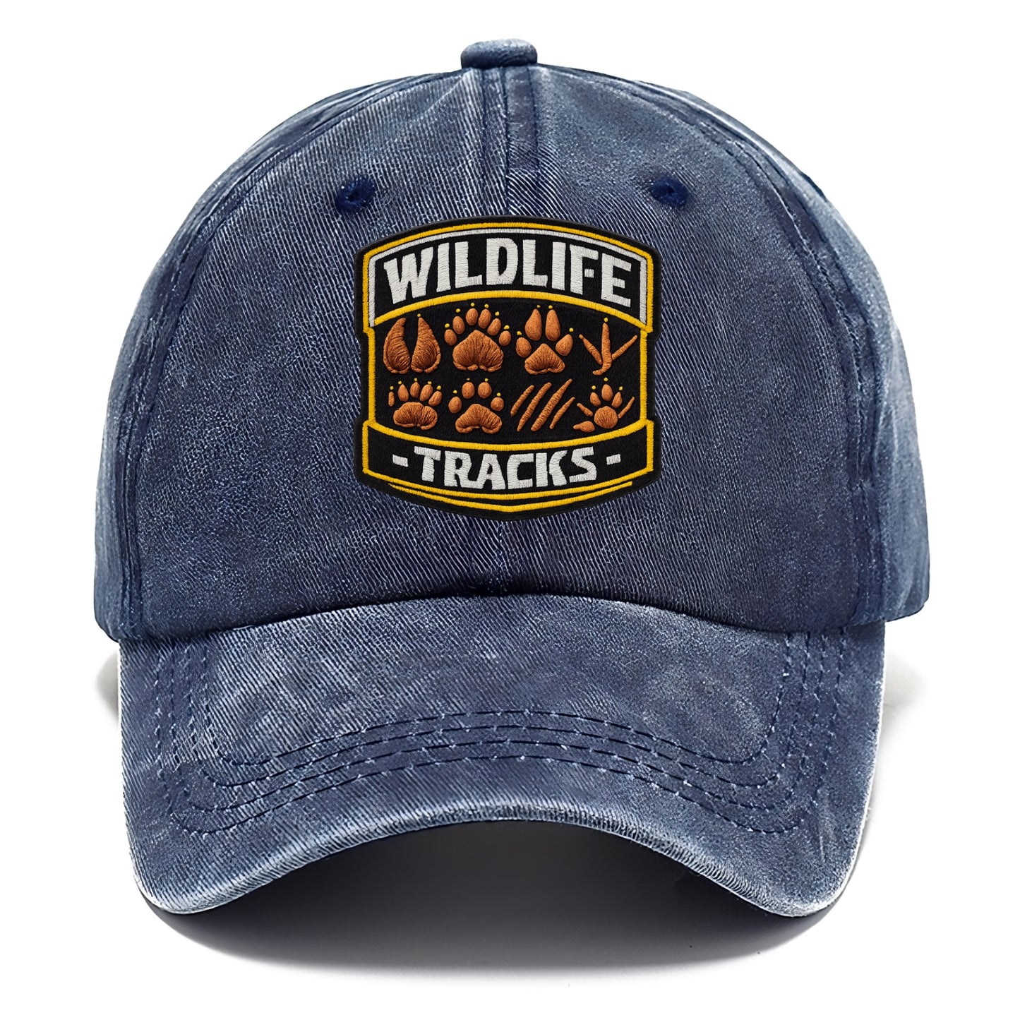 WILDLIFE TRACKS - animal footprints in brown , tracker - Classic Cap - Twilight Navy(Blue)