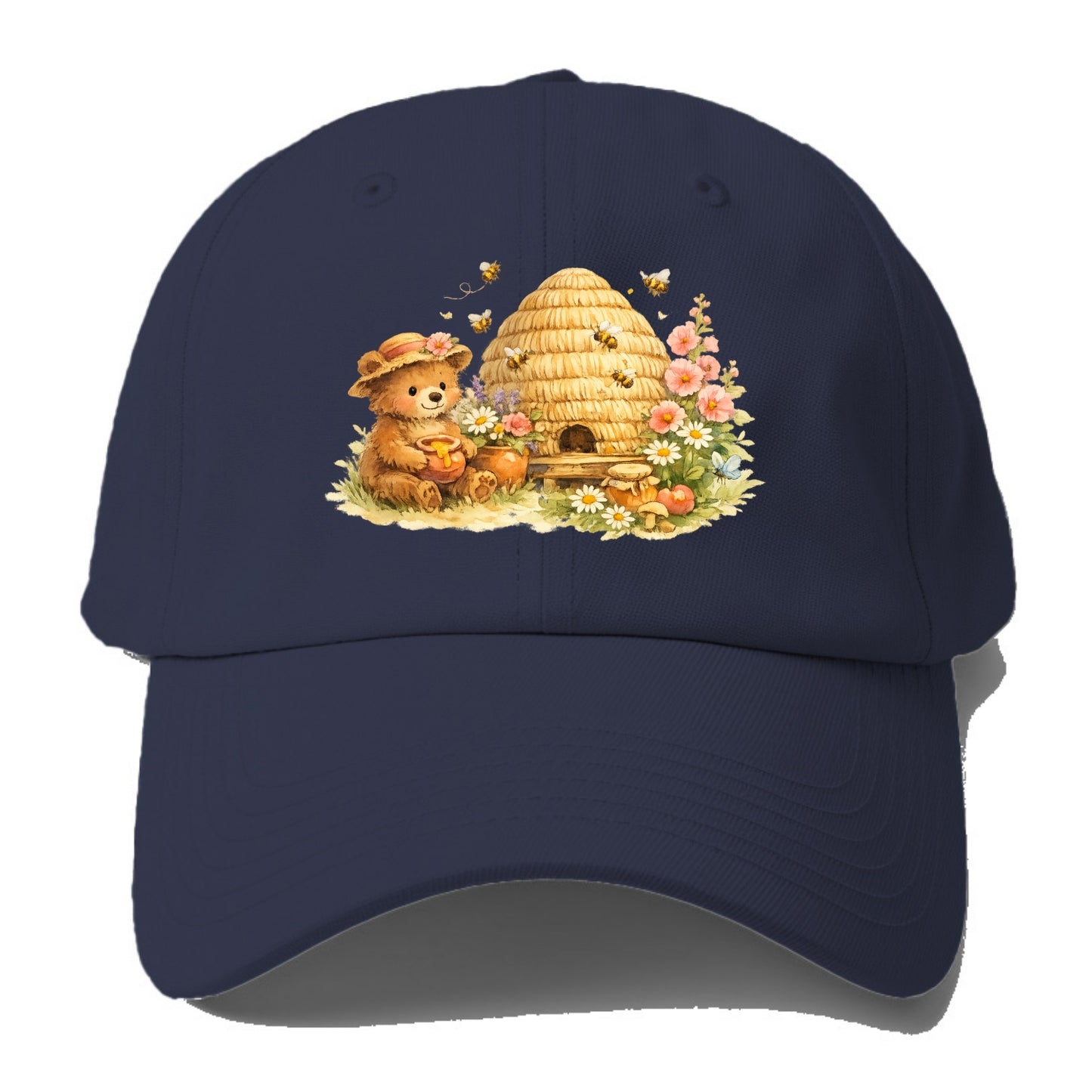 SKEP HIVE | Traditional straw beehive | Cottage garden setting | Buzzing activity | - Baseball Cap - Twilight Navy(Blue)
