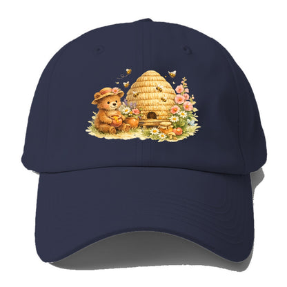 SKEP HIVE | Traditional straw beehive | Cottage garden setting | Buzzing activity | - Baseball Cap - Twilight Navy(Blue)