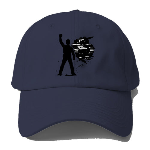 Single figure standing against tank - courage and resistance ink art - Baseball Cap For Big Heads