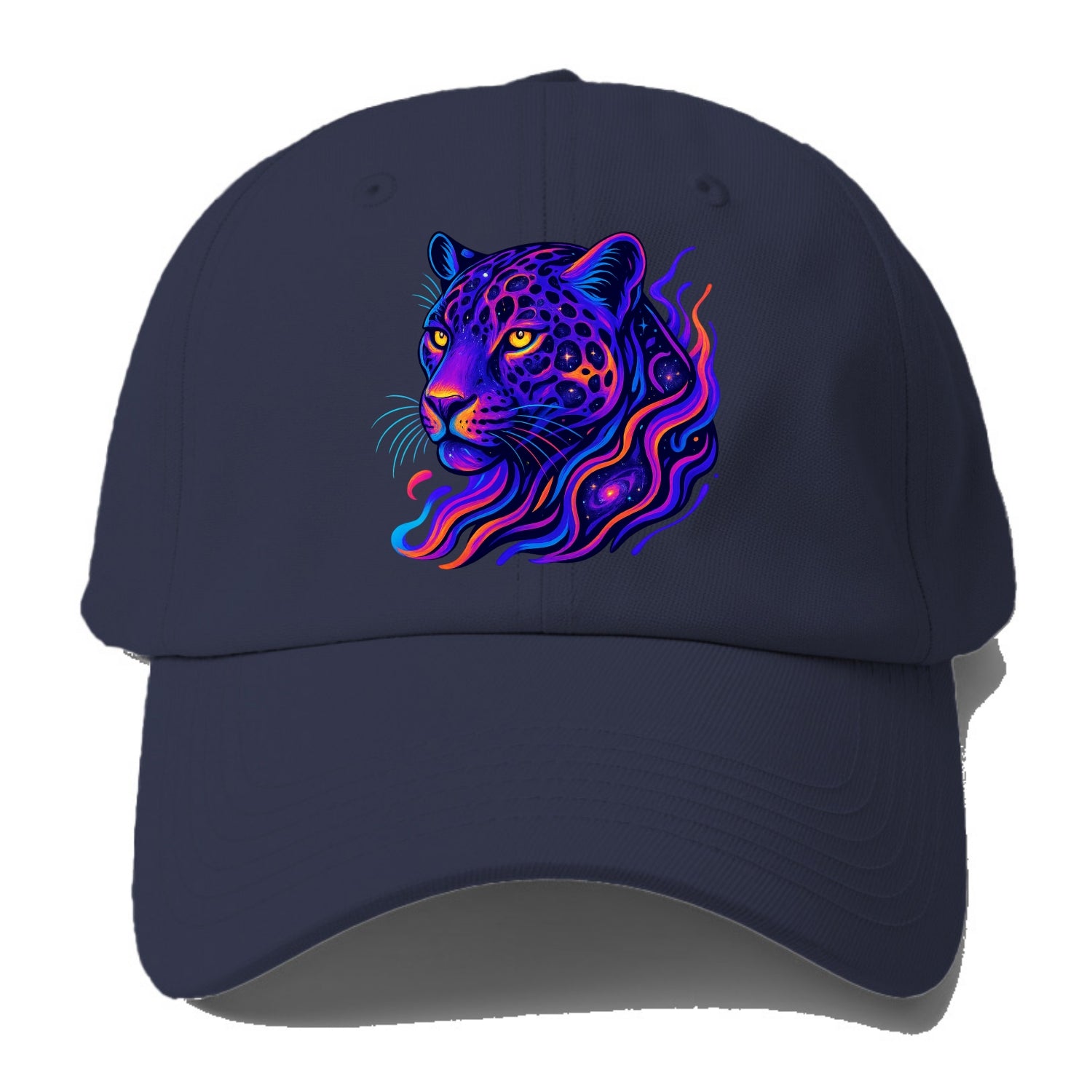 Powerful jaguar with rosettes containing miniature galaxies, cosmic purple and - Baseball Cap - Twilight Navy(Blue)