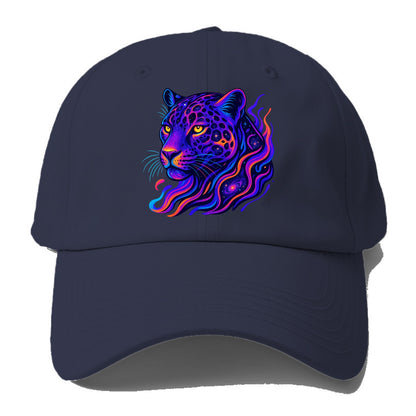 Powerful jaguar with rosettes containing miniature galaxies, cosmic purple and - Baseball Cap - Twilight Navy(Blue)