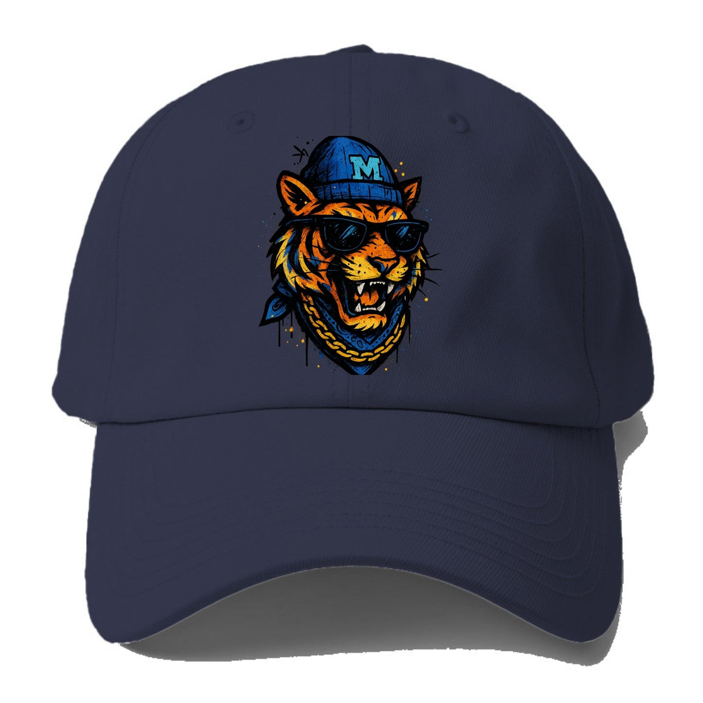 Memphis Tiger wearing Memphis beanie with M patch - Baseball Cap For Big Heads - Twilight Navy(Blue)