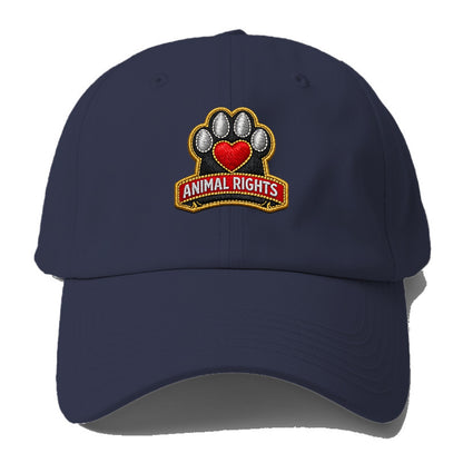 ANIMAL RIGHTS - raised paw with heart in red , advocacy - Baseball Cap - Twilight Navy(Blue)