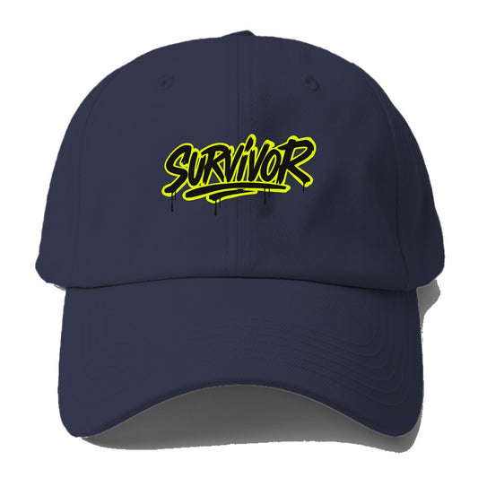 Bold typography design - "SURVIVOR" - overcomer, still standing, made - Baseball Cap For Big Heads - Twilight Navy(Blue)