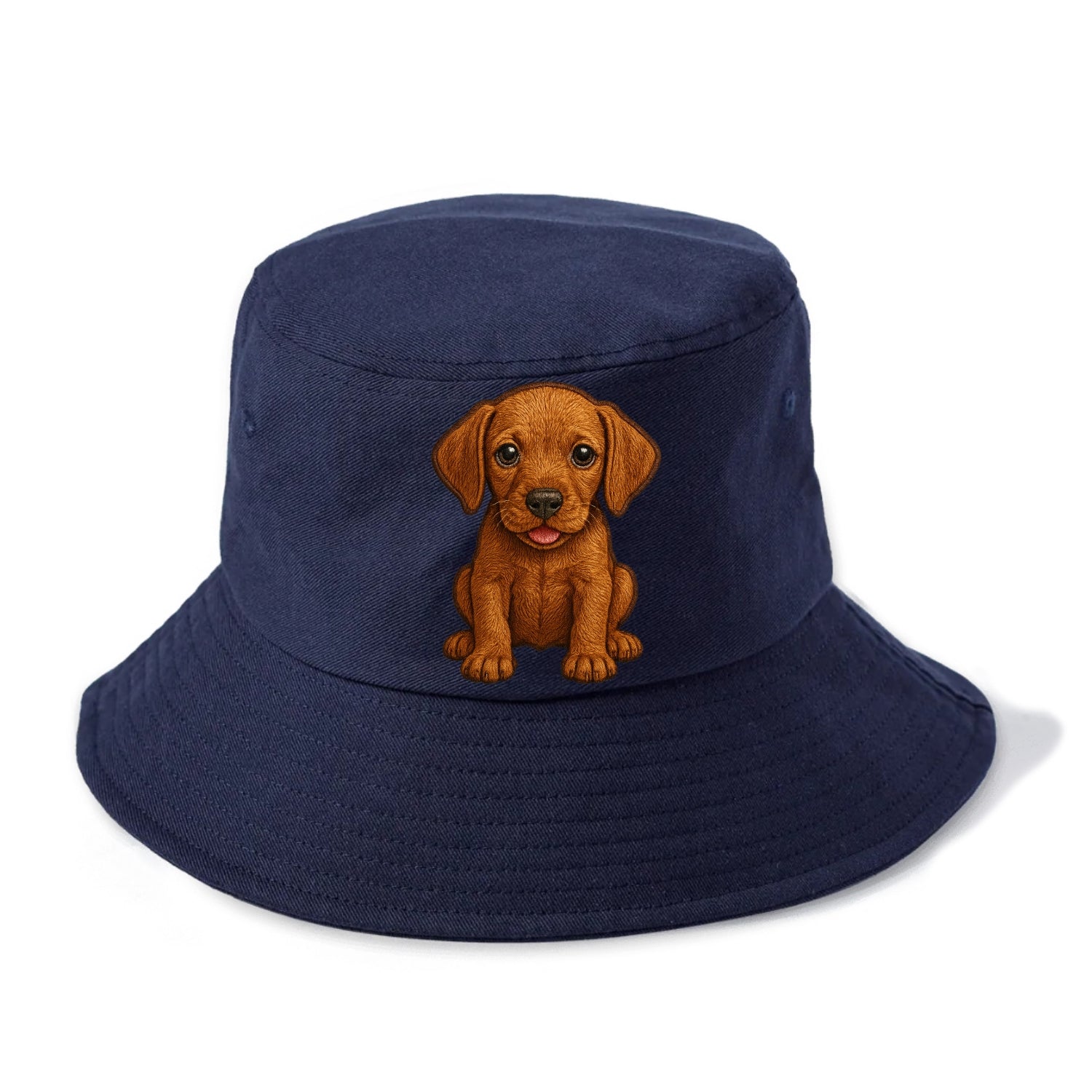 Baby Vizsla Puppy - golden rust coat, soulful eyes, athletic build, front-facing, - Bucket Hat - Twilight Navy(Blue)