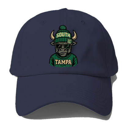 Tampa Bull wearing South Florida beanie with USF patch - Baseball Cap For Big Heads - Twilight Navy(Blue)