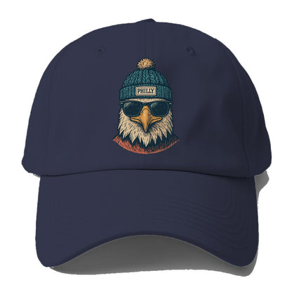 Philadelphia Eagle wearing Philly beanie with pom pom and wayfarer sunglasses - Baseball Cap - Twilight Navy(Blue)