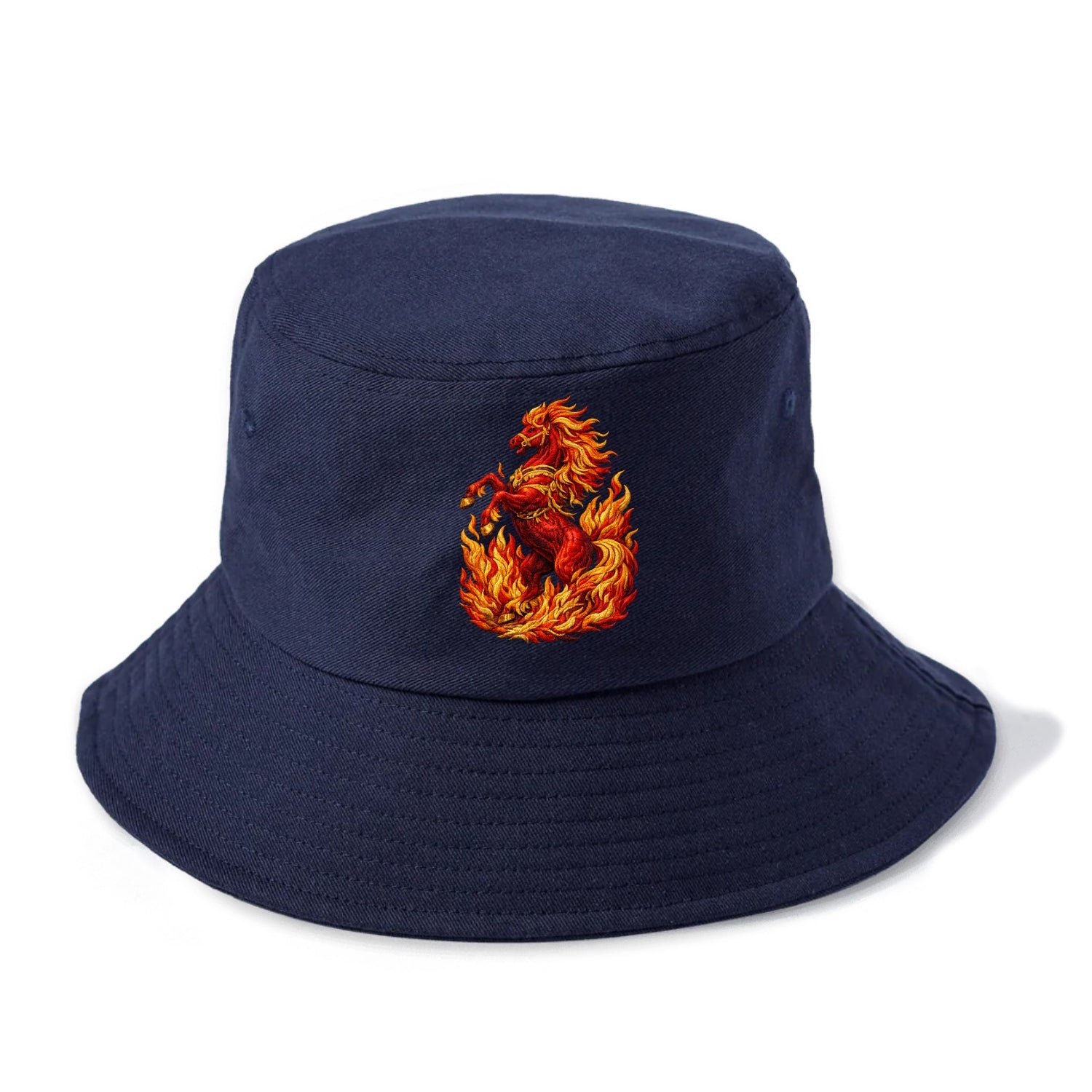 VICTORY BLAZE | Triumphant rearing horse in flames | Achievement celebration | Winning - Bucket Hat - Twilight Navy(Blue)