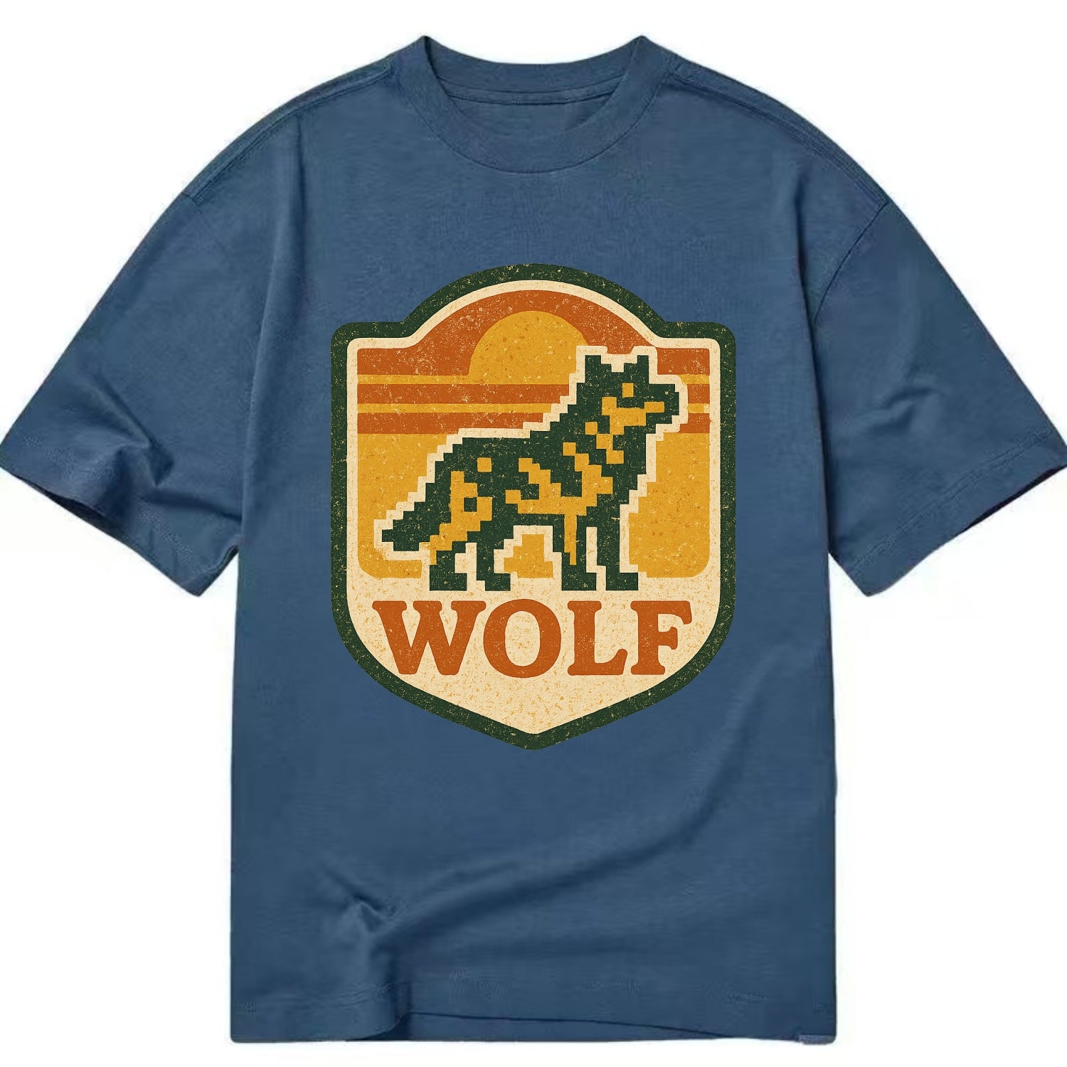 Digital Pixel Wolf  - Classic T-shirt - Twilight Navy(Blue)