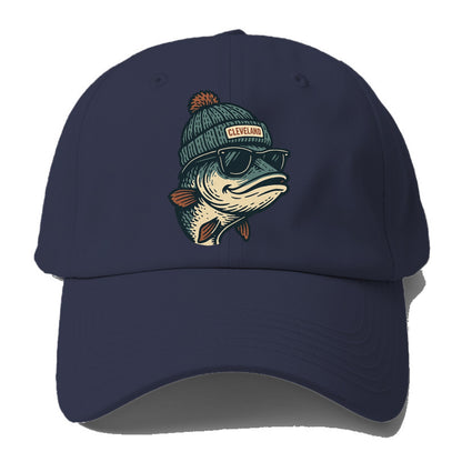 Cleveland Lake Erie Walleye wearing Cleveland beanie with pom pom and wayfarer - Baseball Cap - Twilight Navy(Blue)