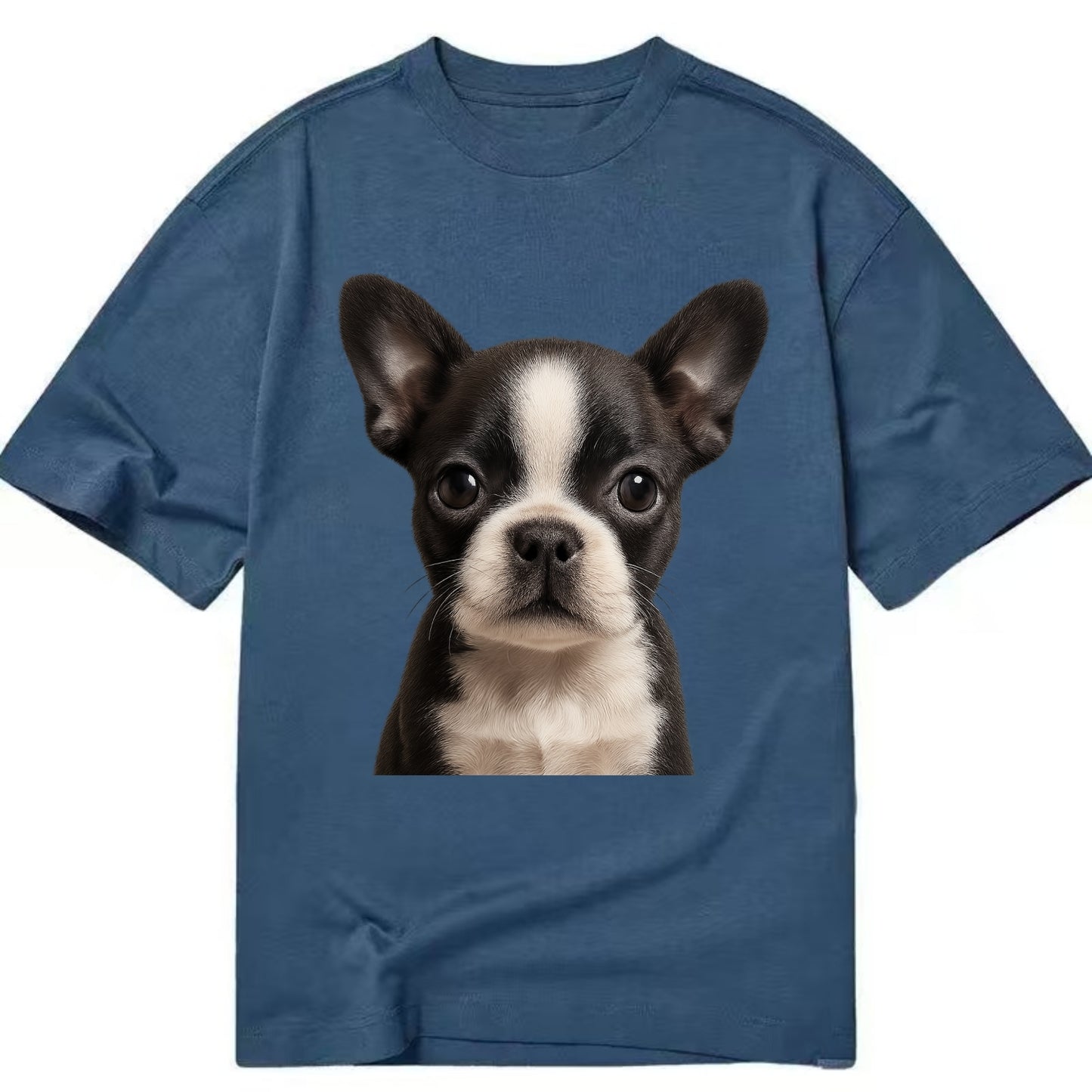 Baby Boston Terrier Puppy - tuxedo markings, big round eyes, bat ears, - Classic T-shirt - Twilight Navy(Blue)
