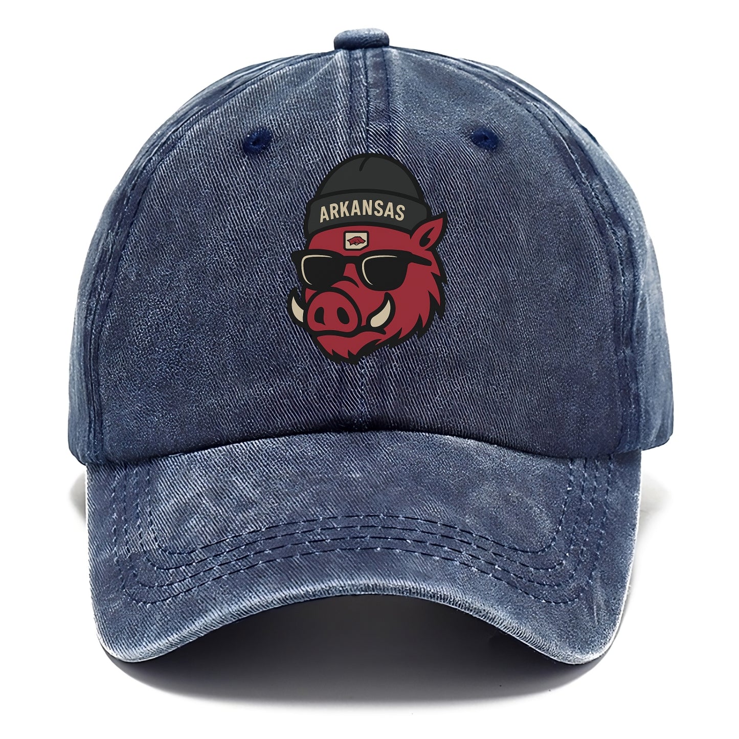 Fayetteville Razorback wearing Arkansas beanie with hog patch - Classic Cap - Twilight Navy(Blue)