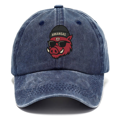 Fayetteville Razorback wearing Arkansas beanie with hog patch - Classic Cap - Twilight Navy(Blue)