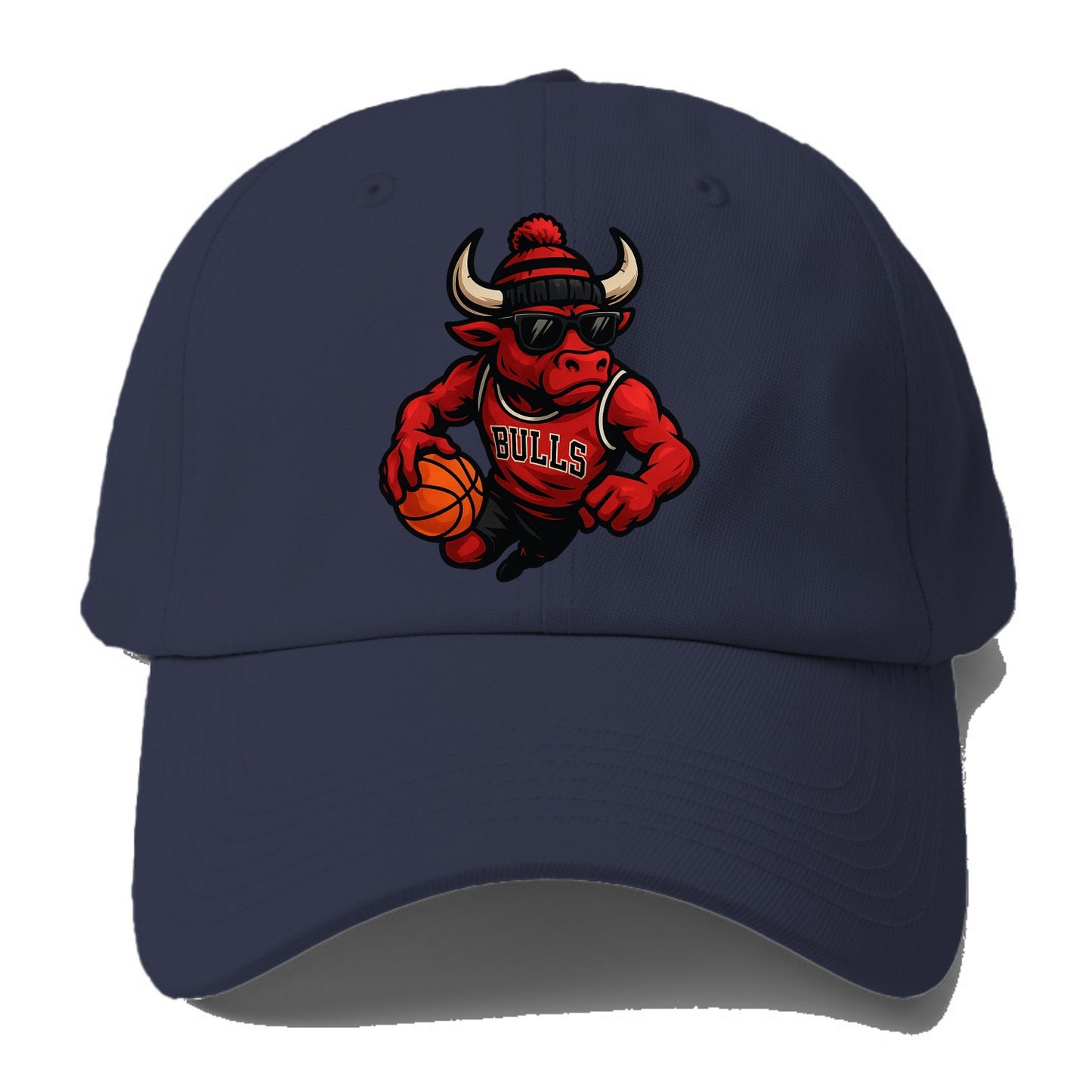 Chicago Bull wearing Bulls red and black beanie with horns design and wayfarer - Baseball Cap - Twilight Navy(Blue)