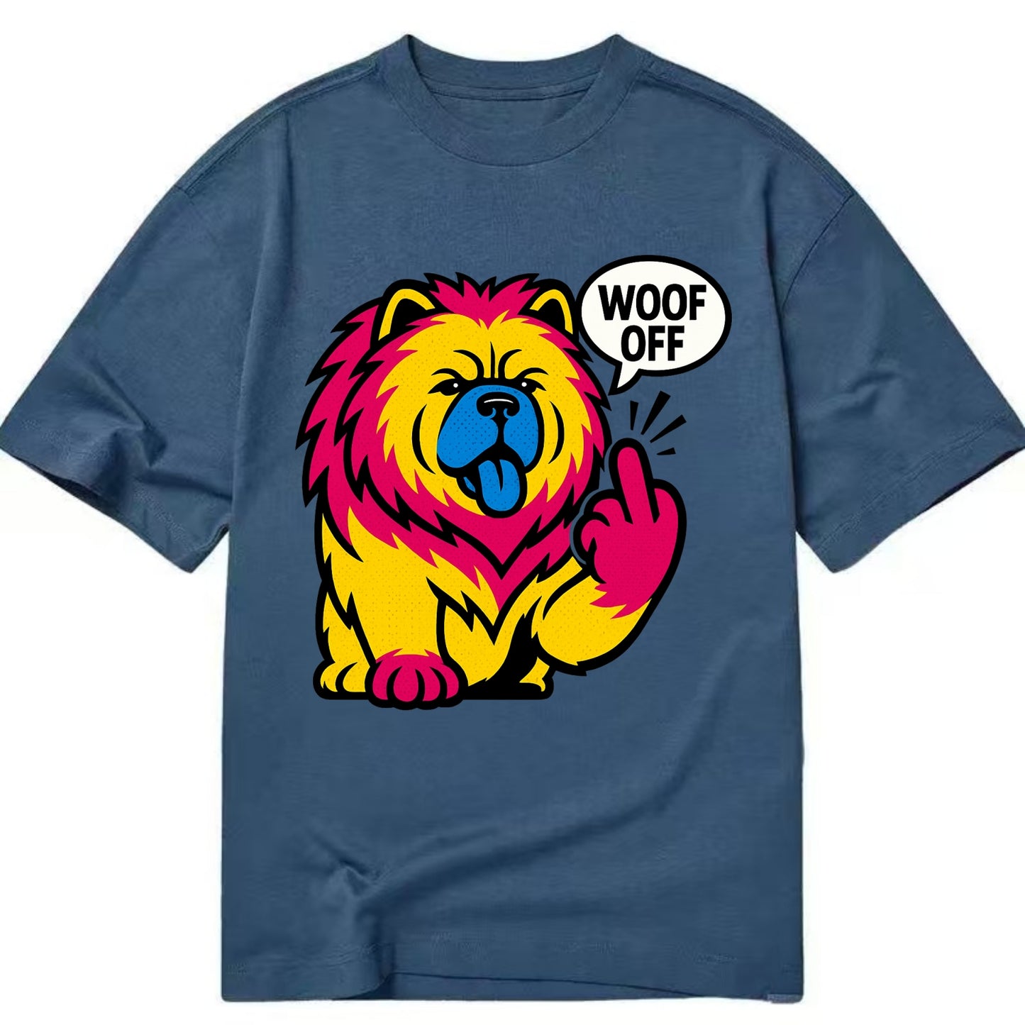 Chow Chow with lion mane and blue-black tongue, fluffy dignified paw up with sass - Classic T-shirt - Twilight Navy(Blue)