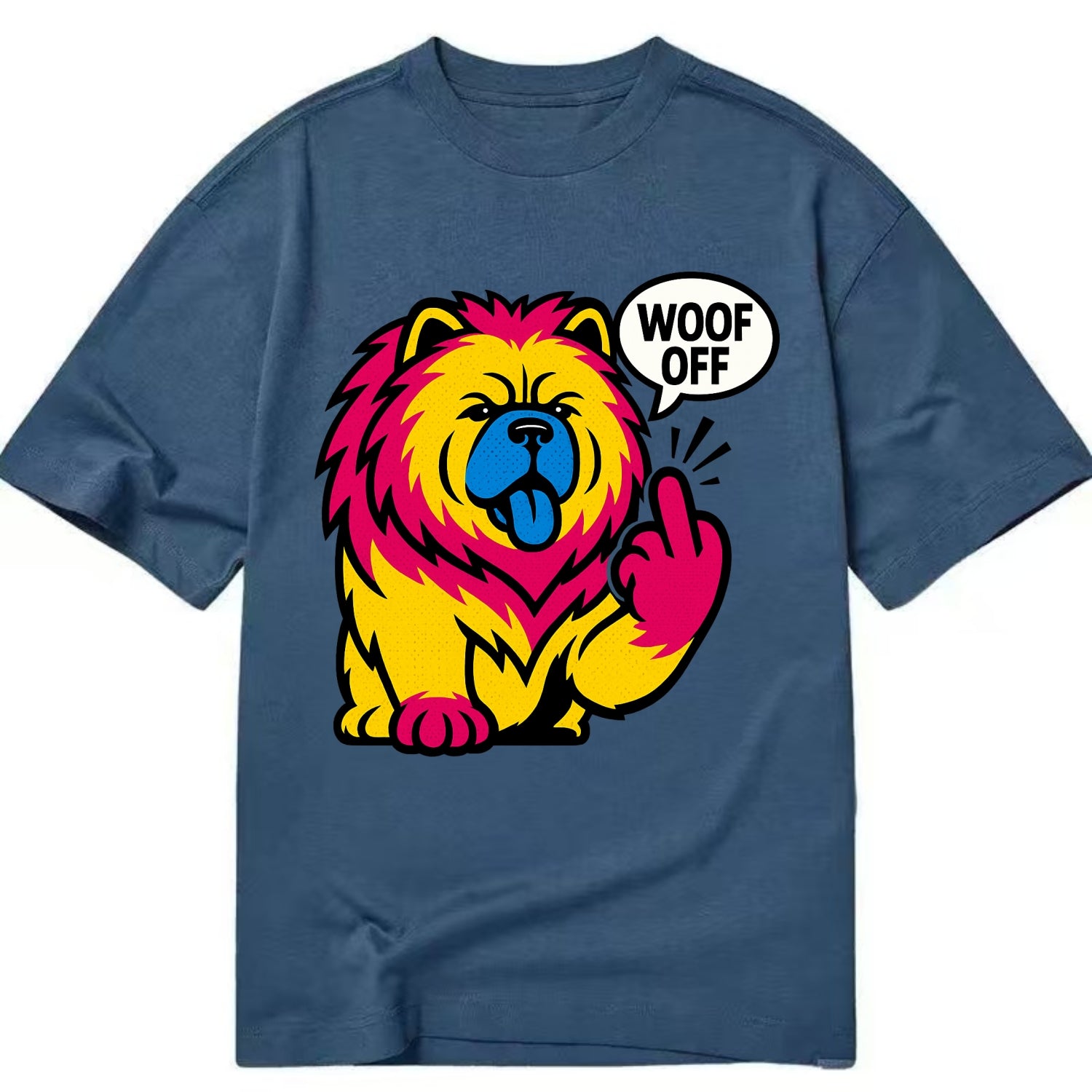Chow Chow with lion mane and blue-black tongue, fluffy dignified paw up with sass - Classic T-shirt - Twilight Navy(Blue)