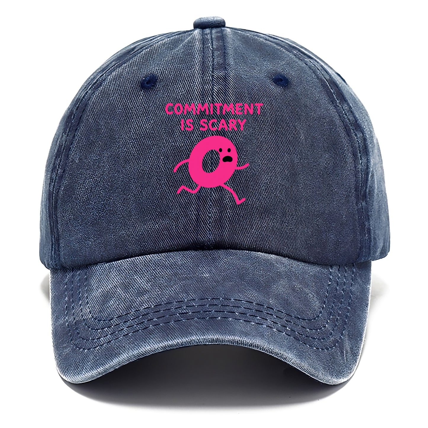 COMMITMENT IS SCARY | Terrified ring running away - Classic Cap - Twilight Navy(Blue)