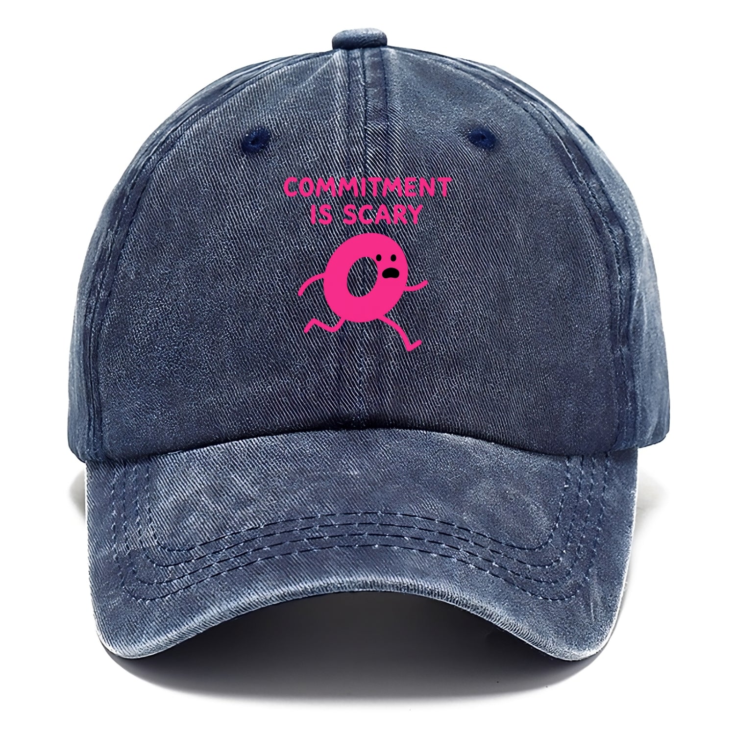 COMMITMENT IS SCARY | Terrified ring running away - Classic Cap - Twilight Navy(Blue)
