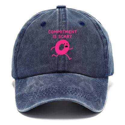 COMMITMENT IS SCARY | Terrified ring running away - Classic Cap - Twilight Navy(Blue)
